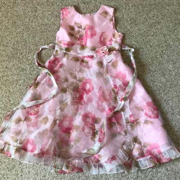 BlueBeri Boulevard Girls Pink Floral Flared Formal Party Dress Flower Girls 10 - Picture 3 of 11